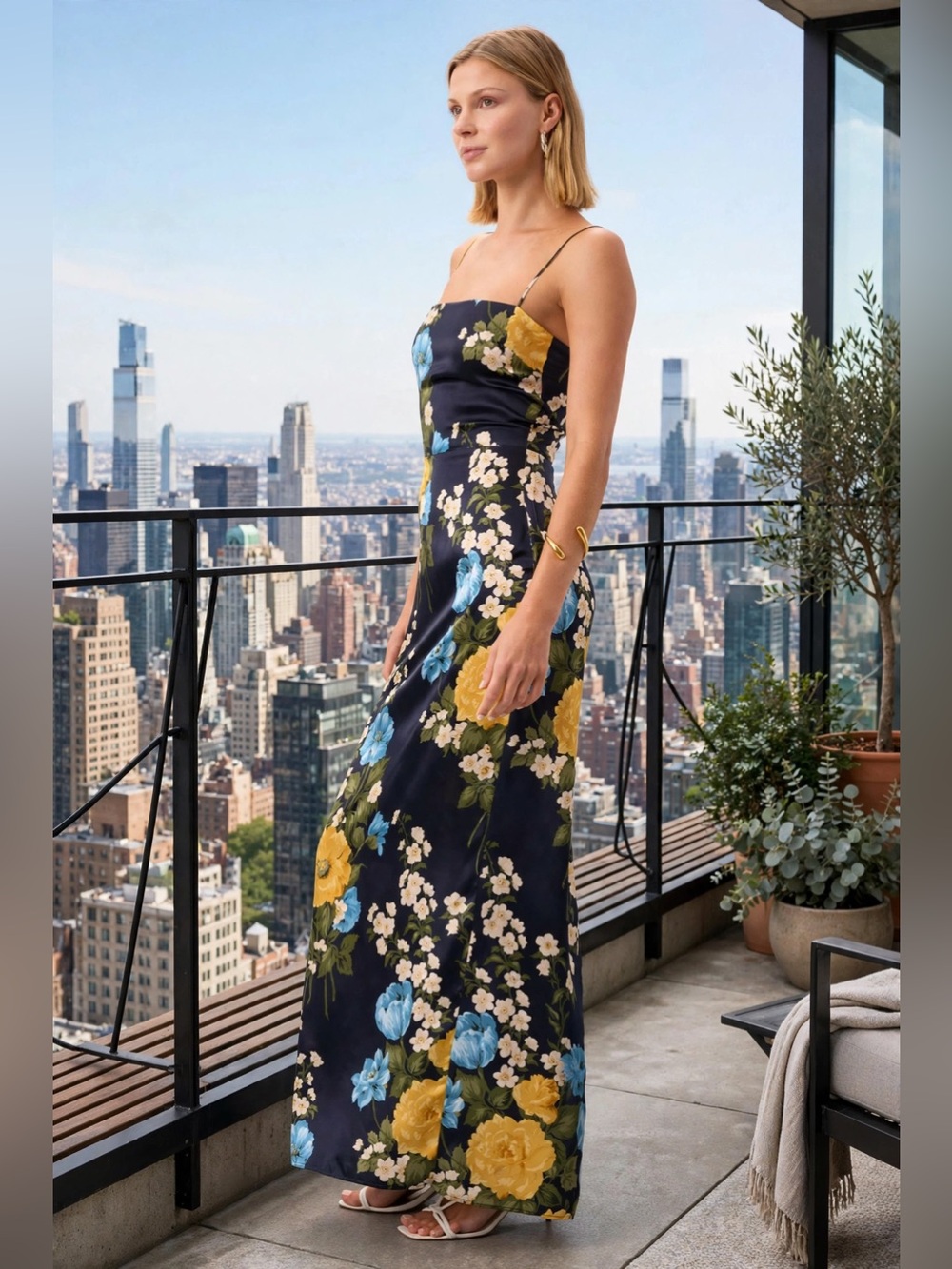 Reformation Navy Frankie Silk Dress
Navy Floral Slip Maxi Dress Sz 4. - Picture 3 of 14